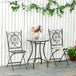 Metal 3 Pieces Garden Bistro Set With 2 Folding Chairs in Mosaic Tiles - Velmora