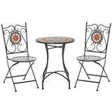 Metal 3 Pieces Garden Bistro Set in Multicolour Mosaic Design - Velmora
