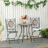 Metal 3 Pieces Garden Bistro Set in Multicolour Mosaic Design - Velmora