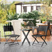 Metal 3 Pieces Garden Bistro Set With Round Glass Table and 2 Folding Chairs - Velmora