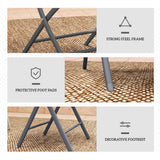 Metal 3 Pieces Garden Bistro Set With Round Glass Table and 2 Folding Chairs - Velmora