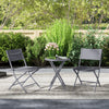 Metal 3 Pieces Garden Bistro Set With Round Glass Table and 2 Folding Chairs - Velmora