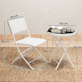 Metal 3 Pieces Garden Bistro Set With Round Glass Table and 2 Folding Chairs - Velmora
