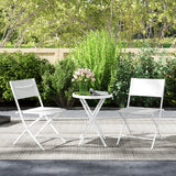 Metal 3 Pieces Garden Bistro Set With Round Glass Table and 2 Folding Chairs - Velmora