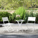 Metal 3 Pieces Garden Bistro Set With Round Glass Table and 2 Folding Chairs - Velmora