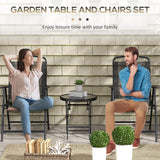 Metal 3 Pieces Garden Bistro Set With Round Glass Top Table - Velmora