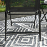 Metal 3 Pieces Garden Bistro Set With Round Glass Top Table - Velmora