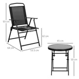 Metal 3 Pieces Garden Bistro Set With Round Glass Top Table - Velmora