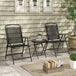 Metal 3 Pieces Garden Bistro Set With Round Glass Top Table - Velmora