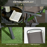 Metal 3 Pieces Garden Bistro Set With Round Glass Top Table - Velmora