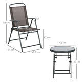 Metal 3 Pieces Garden Bistro Set With Round Glass Top Table - Velmora