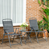 Metal 3 Pieces Garden Bistro Set With Round Glass Top Table - Velmora