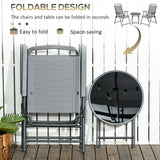 Metal 3 Pieces Garden Bistro Set With Round Glass Top Table - Velmora