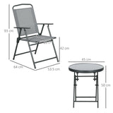 Metal 3 Pieces Garden Bistro Set With Round Glass Top Table - Velmora