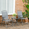 Metal 3 Pieces Garden Bistro Set With Round Glass Top Table - Velmora