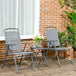 Metal 3 Pieces Garden Bistro Set With Round Glass Top Table - Velmora