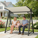 Metal 3 Seater Garden Swing Chair Bench With Adjustable Tilting Canopy - Velmora
