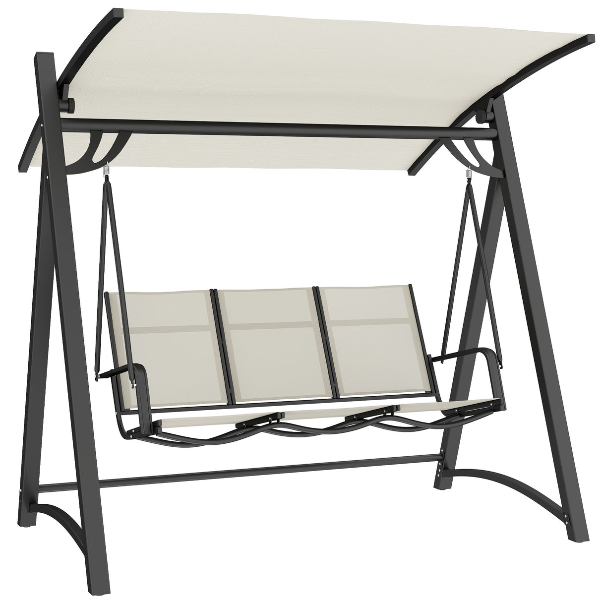 Metal 3 Seater Garden Swing Chair Bench With Adjustable Tilting Canopy - Velmora
