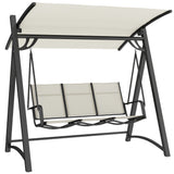 Metal 3 Seater Garden Swing Chair Bench With Adjustable Tilting Canopy - Velmora