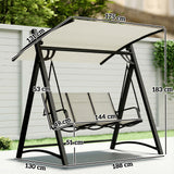 Metal 3 Seater Garden Swing Chair Bench With Adjustable Tilting Canopy - Velmora