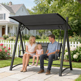 Metal 3 Seater Garden Swing Chair Bench With Adjustable Tilting Canopy - Velmora