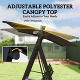 Metal 3 Seater Garden Swing Chair Bench With Adjustable Tilting Canopy - Velmora