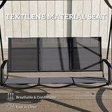 Metal 3 Seater Garden Swing Chair Bench With Adjustable Tilting Canopy - Velmora