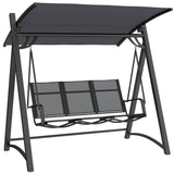 Metal 3 Seater Garden Swing Chair Bench With Adjustable Tilting Canopy - Velmora
