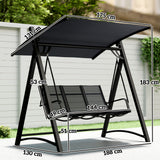 Metal 3 Seater Garden Swing Chair Bench With Adjustable Tilting Canopy - Velmora