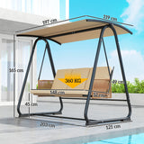Metal 3 Seater Swing Chair Hammock Bench With Adjustable Canopy - Velmora