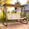 Metal 3 Seater Swing Chair Hammock Bench With Adjustable Canopy - Velmora