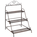 Metal 3 Tier Folding Plant Stand 60.5cm Wide - Velmora