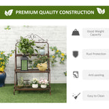 Metal 3 Tier Folding Plant Stand 60.5cm Wide - Velmora