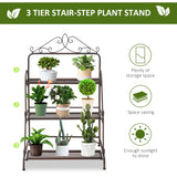 Metal 3 Tier Folding Plant Stand 60.5cm Wide - Velmora