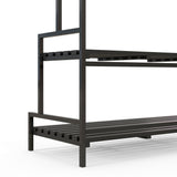 Metal 3 Tier Plant Stand 110cm Wide With Hanging Hooks - Velmora