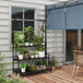 Metal 3 Tier Plant Stand 110cm Wide With Hanging Hooks - Velmora