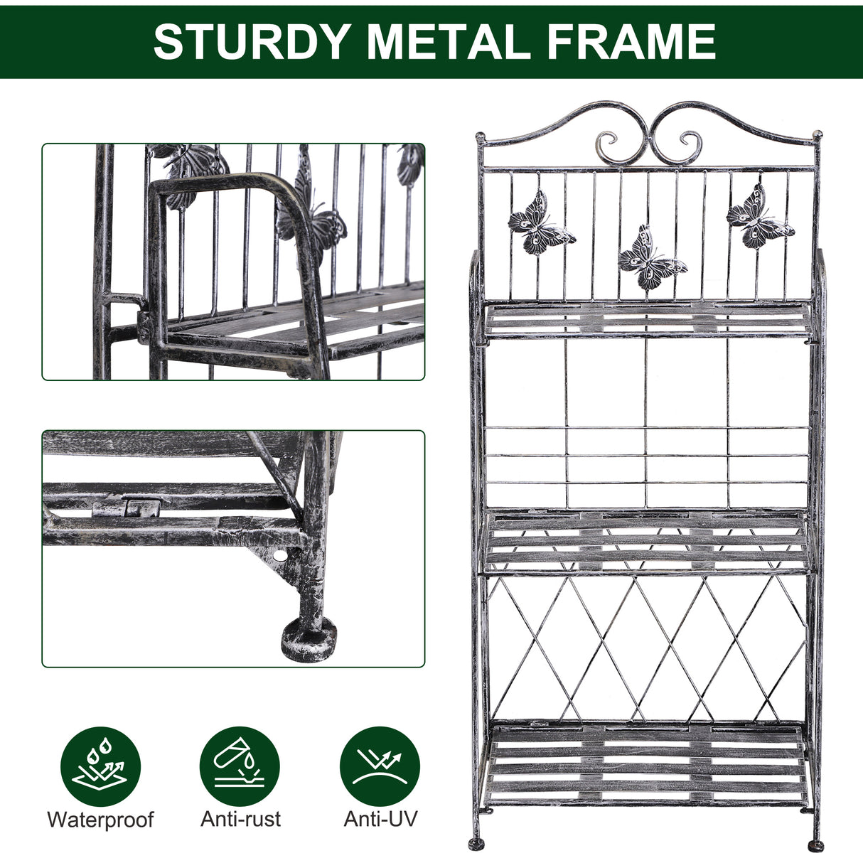 Metal 3 Tier Plant Stand 44cm Wide - Velmora
