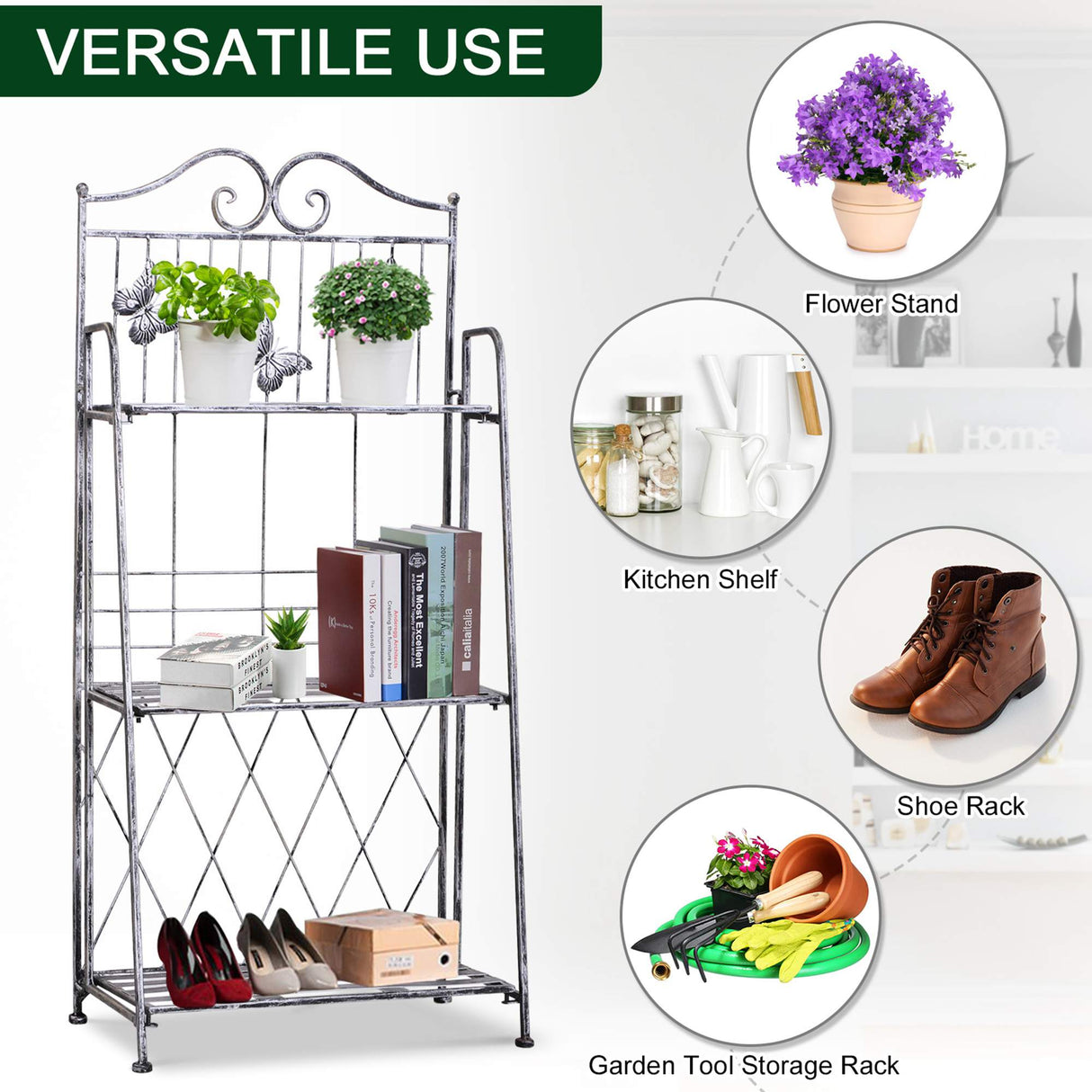 Metal 3 Tier Plant Stand 44cm Wide - Velmora