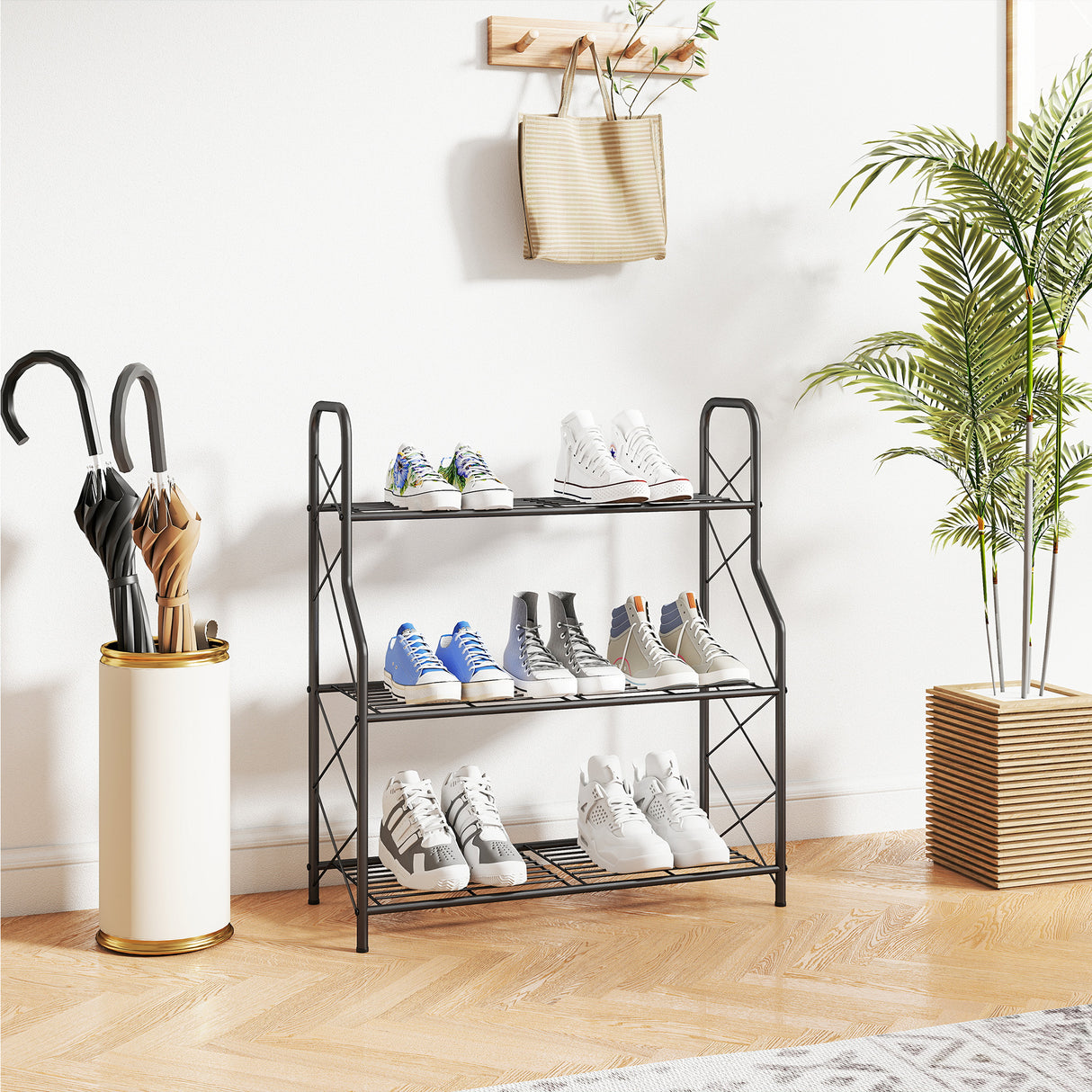 Metal 3 Tier Plant Stand 69cm Wide - Velmora