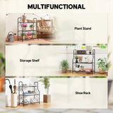 Metal 3 Tier Plant Stand 69cm Wide - Velmora