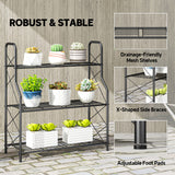 Metal 3 Tier Plant Stand 69cm Wide - Velmora