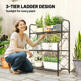 Metal 3 Tier Plant Stand 69cm Wide - Velmora