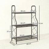 Metal 3 Tier Plant Stand 69cm Wide - Velmora