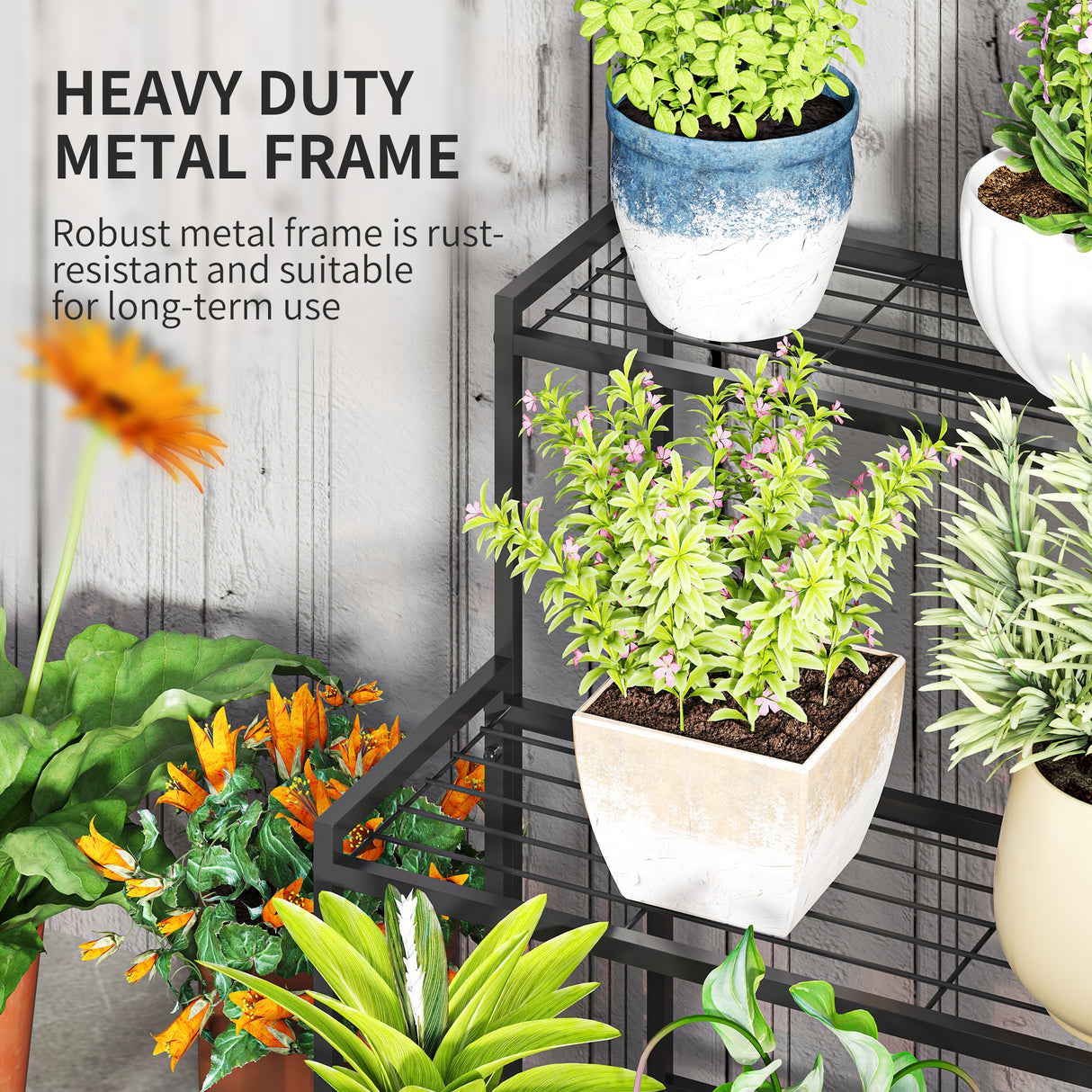 Metal 3 Tier Plant Stand 75cm Wide - Velmora