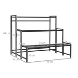 Metal 3 Tier Plant Stand 75cm Wide - Velmora