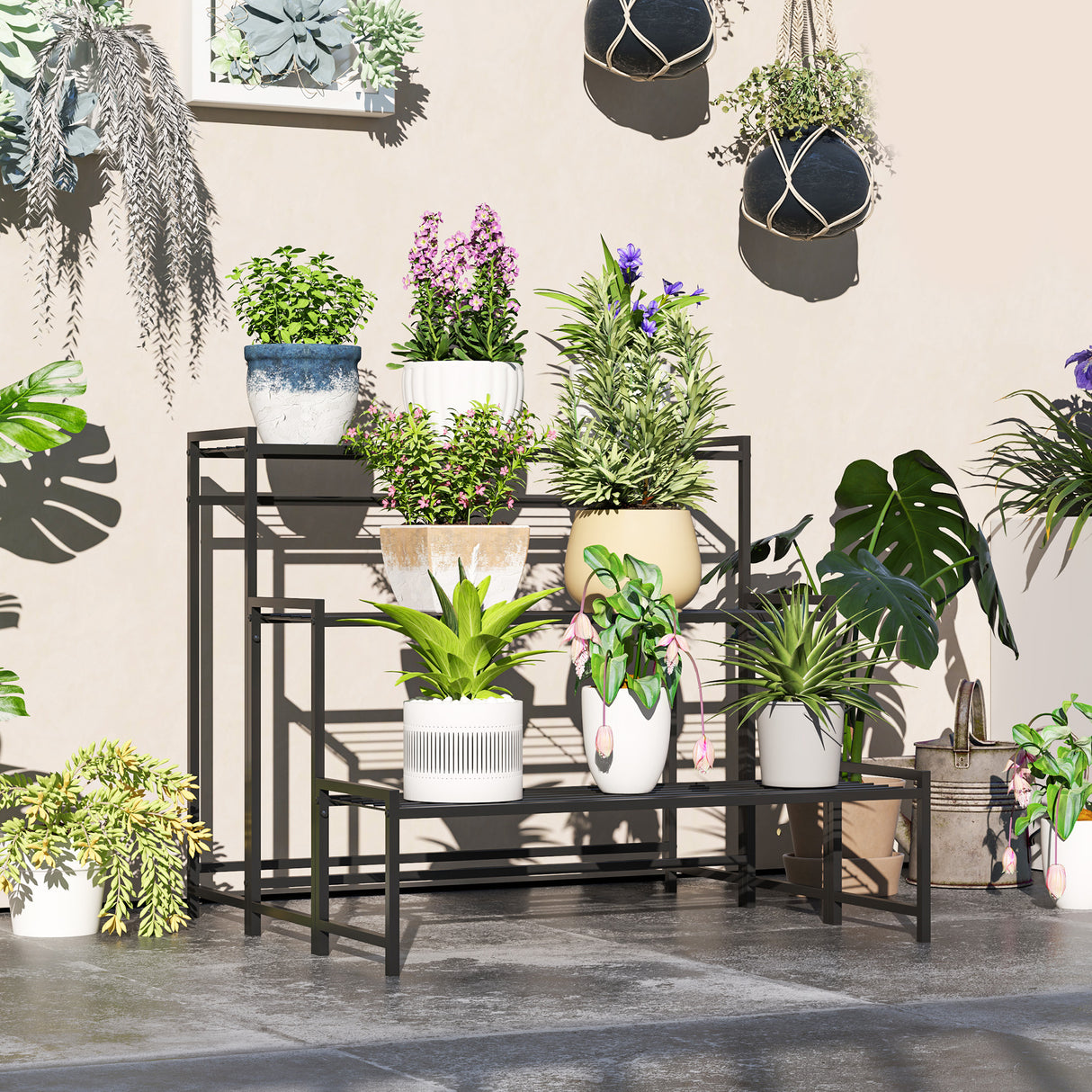 Metal 3 Tier Plant Stand 75cm Wide - Velmora