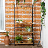 Metal 3 Tier Plant Stand 80cm Wide With Hanging Hooks - Velmora