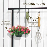 Metal 3 Tier Plant Stand 80cm Wide With Hanging Hooks - Velmora