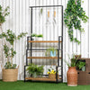 Metal 3 Tier Plant Stand 80cm Wide With Hanging Hooks - Velmora