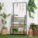 Metal 3 Tier Plant Stand 80cm Wide With Hanging Hooks - Velmora